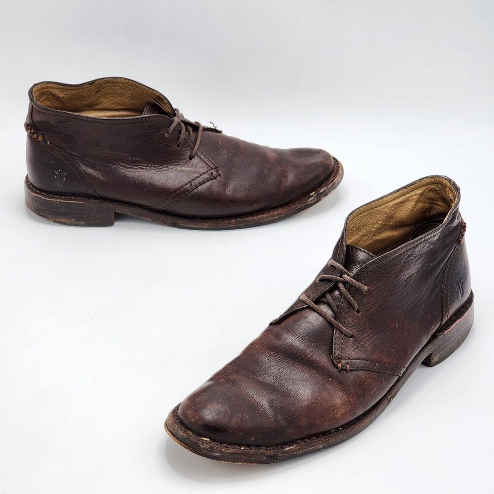 Frye Oliver Chukka Brown Leather Boots Shoes Men's Size 10